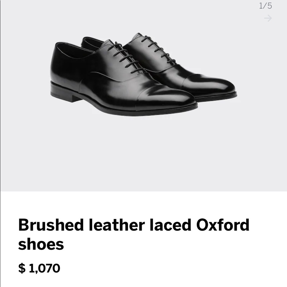 Authentic Prada Brushed leather laced Oxford shoes